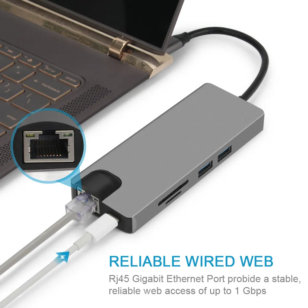 9 в 1 Тип C концентратор USB кабель-Переходник на HDMI VGA RJ45 3 0 Порты SD/устройство для