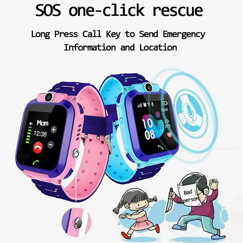 New Q12 Smart Watch Waterproof GPS Finder Locator Anti Lost SmartWatches Children Baby Watch Phone For IOS Android Kids Toy Gift