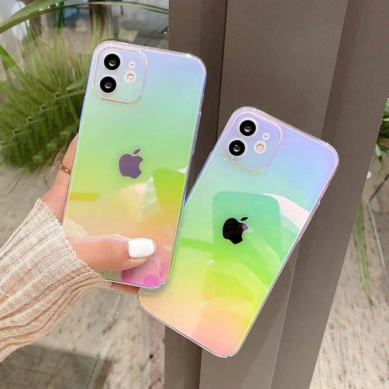 Fashion High quality  Rainbow laser soft silicon Phone Case For apple iPhone 13 12 Pro Max  X XS XR 11 SE Mini 7 8 Plus serises