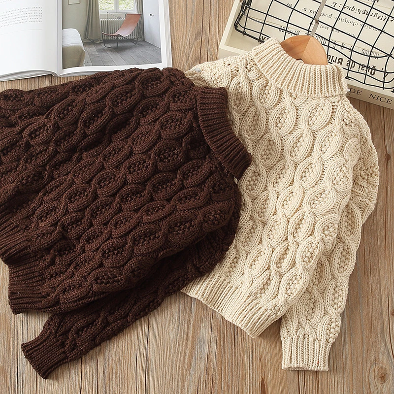 Модные детские вязаные свитера свитер для мальчиков и девочек Детский Зимний