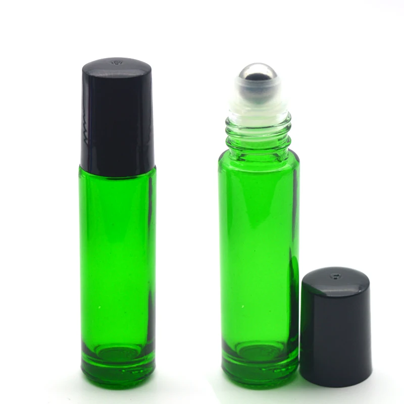 

20pcs Empty 10ml Glass Roll On Bottle Fragrance Perfume Essential Oil Vail 10cc Roll-On Black Plastic Cap