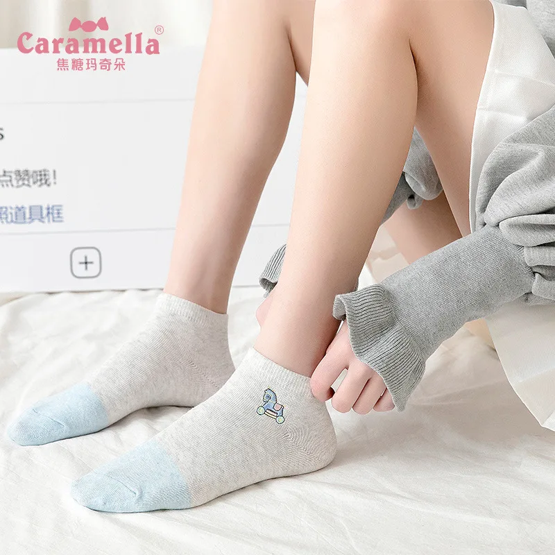 2019 caramella 4 пар новые носки для малышей на весну лето с нашивками в виде животных