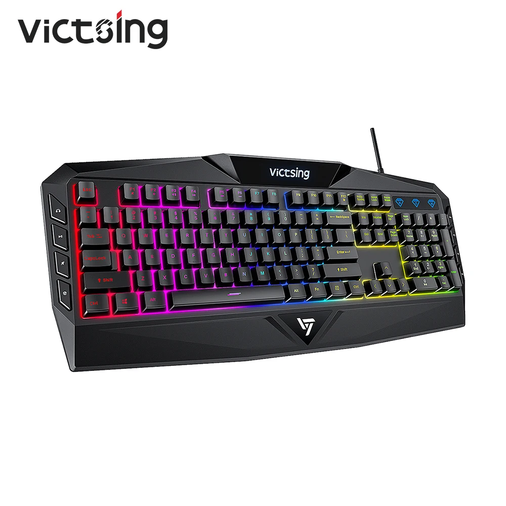 Оригинальная игровая клавиатура VicTsing PC225, RGB клавиатура с подсветкой, эргономичный дизайн, механическое ощущение, 19 ключей против привидений, 8 мультимедийных клавиш, проводная usb-клавиатура для геймера, ноутбука, компьютера