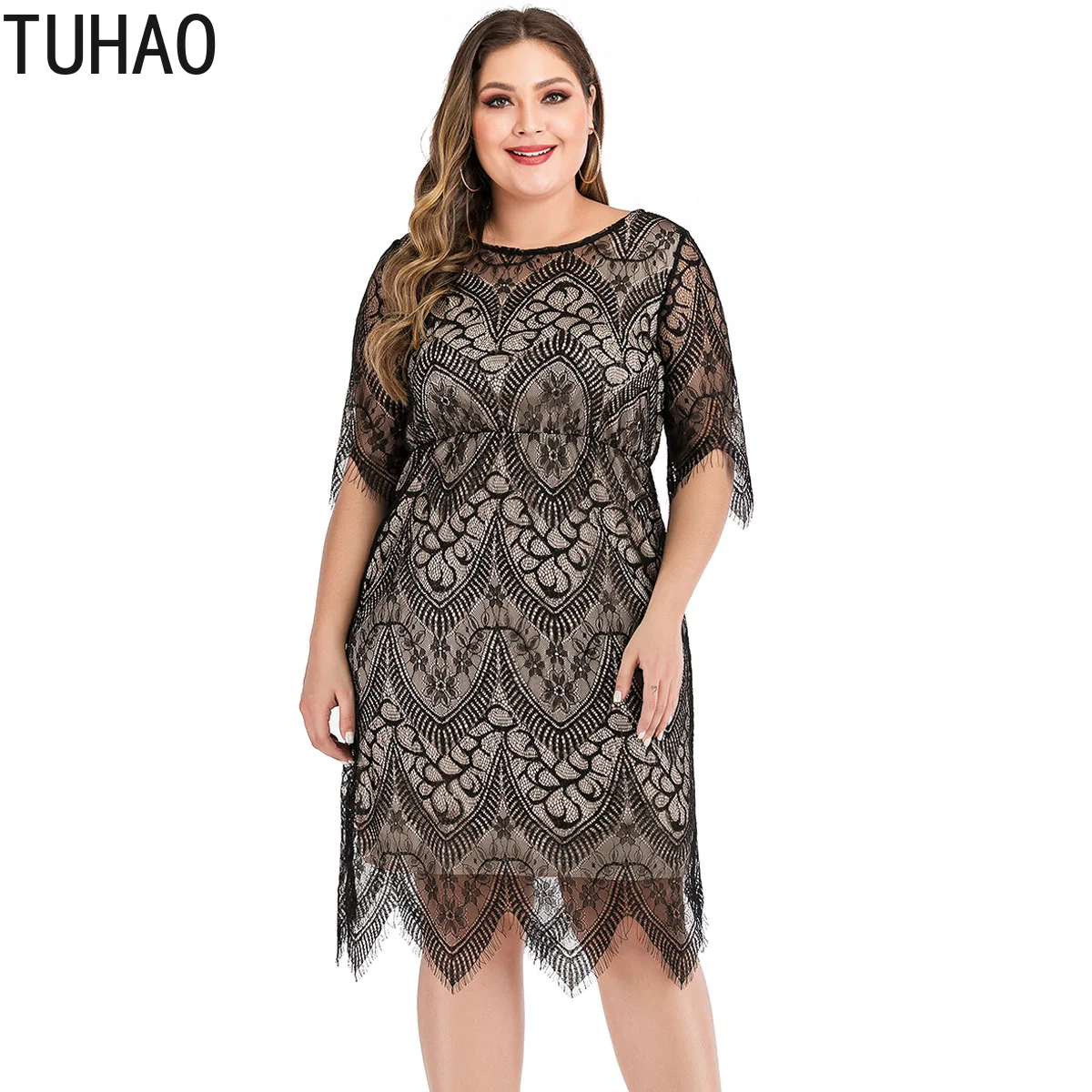 

Женское кружевное платье TUHAO, весеннее вечернее платье большого размера 6XL, 5X, 4XL с длинным рукавом, вечерние платья для мам, WM27, 2020
