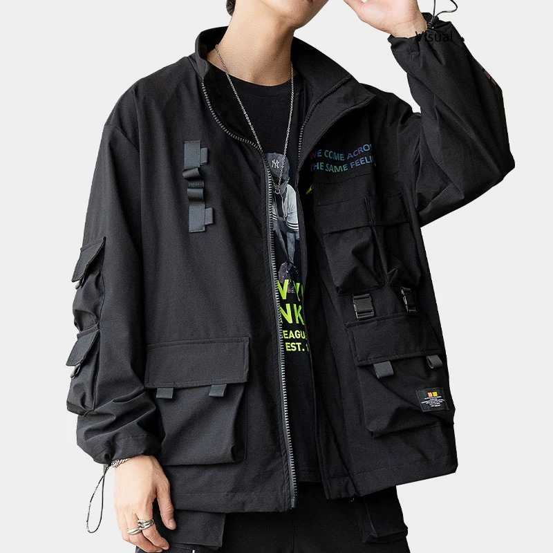 Куртка карго Techwear мужская со светоотражающим принтом Повседневная Уличная