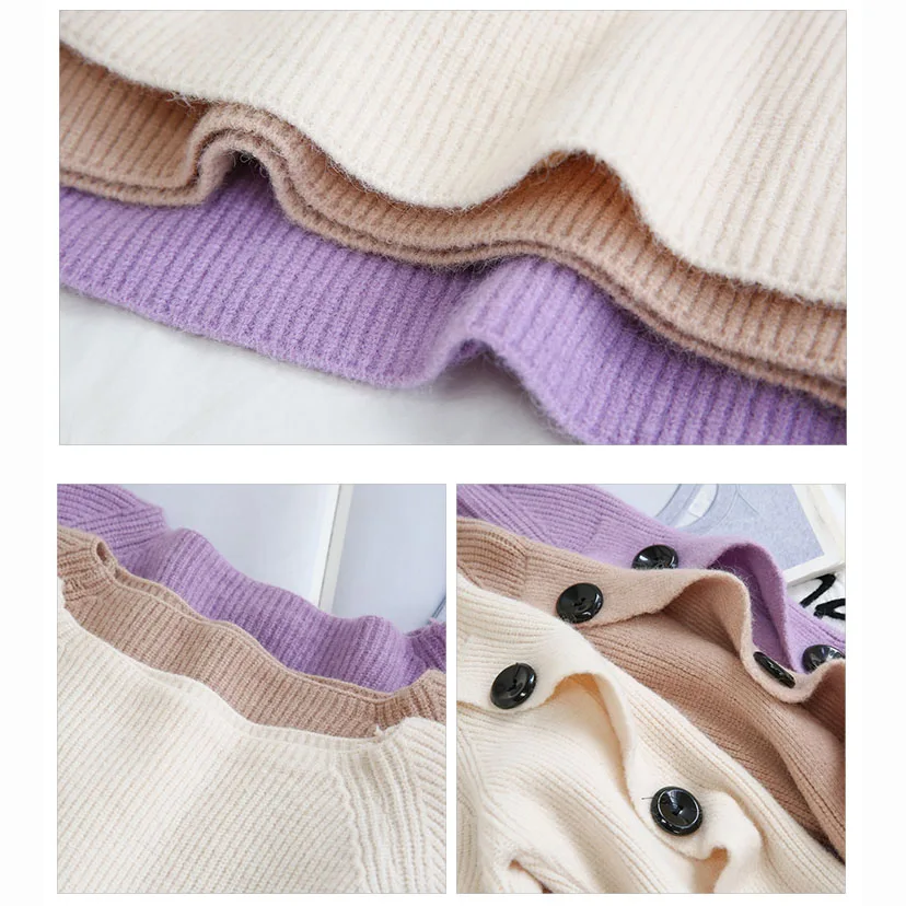 

Knitted Sweater and Skirt Two Piece Set Women Autumn Winter Button Tops Women Sweater Skirts 2 Piece Sets Womens Outfits C-294