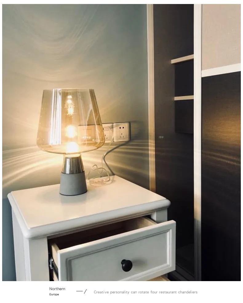 Простой стеклянный цементный Настольный светильник креативный Ретро лофт