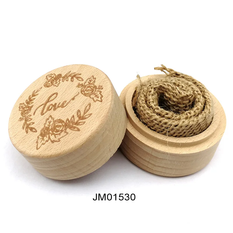 JM01530 DIY ручной работы винтажный свадебный Декор круглые кейсы для хранения бижутерии 5,2*4,2 см ожерелье серьги контейнер 1 шт деревянная коробочка для колец - Цвет: JM01530