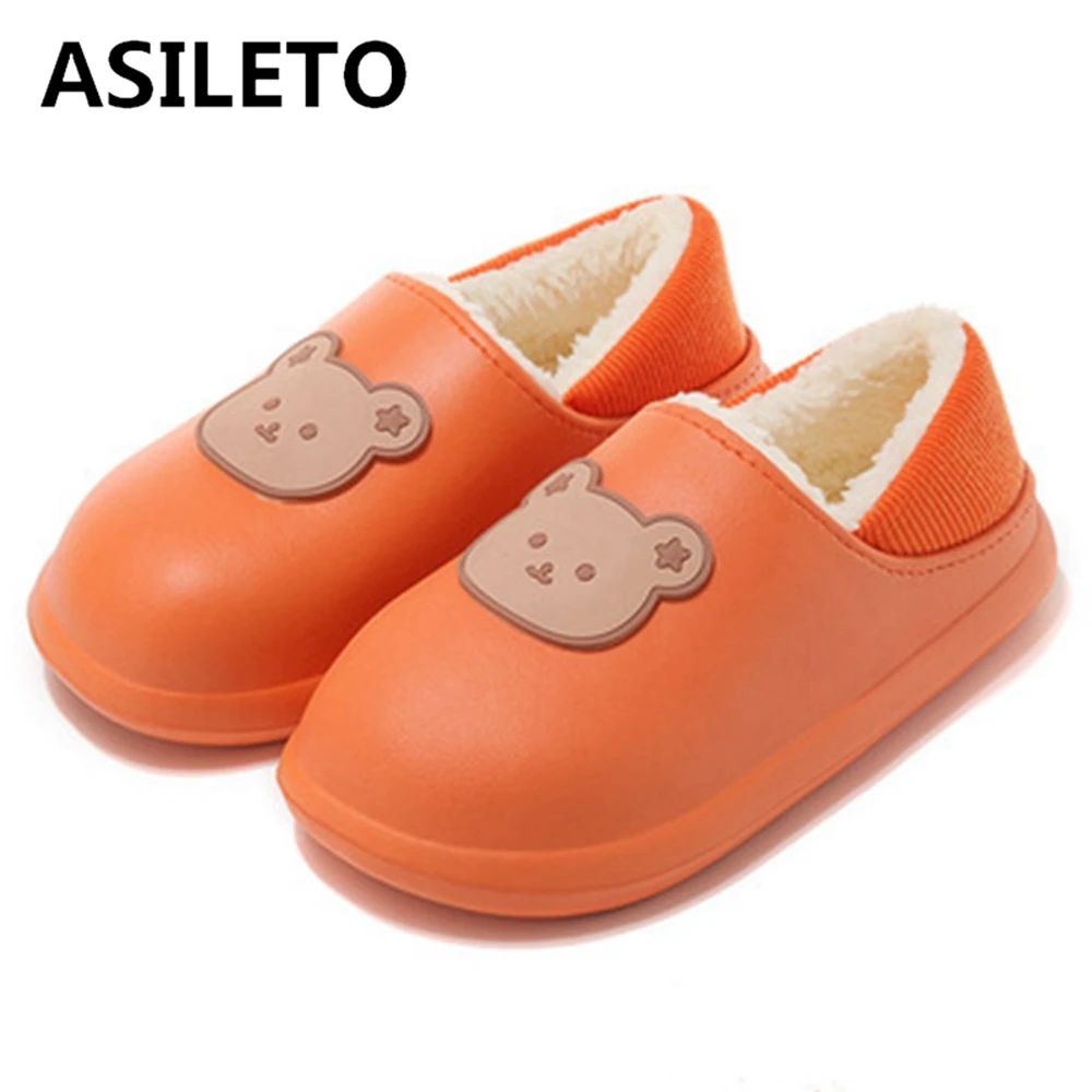 

ASILETO Cotton slippers women's waterproof non-slip indoor warmth home fur slippers household autumn and winter cartoon confine