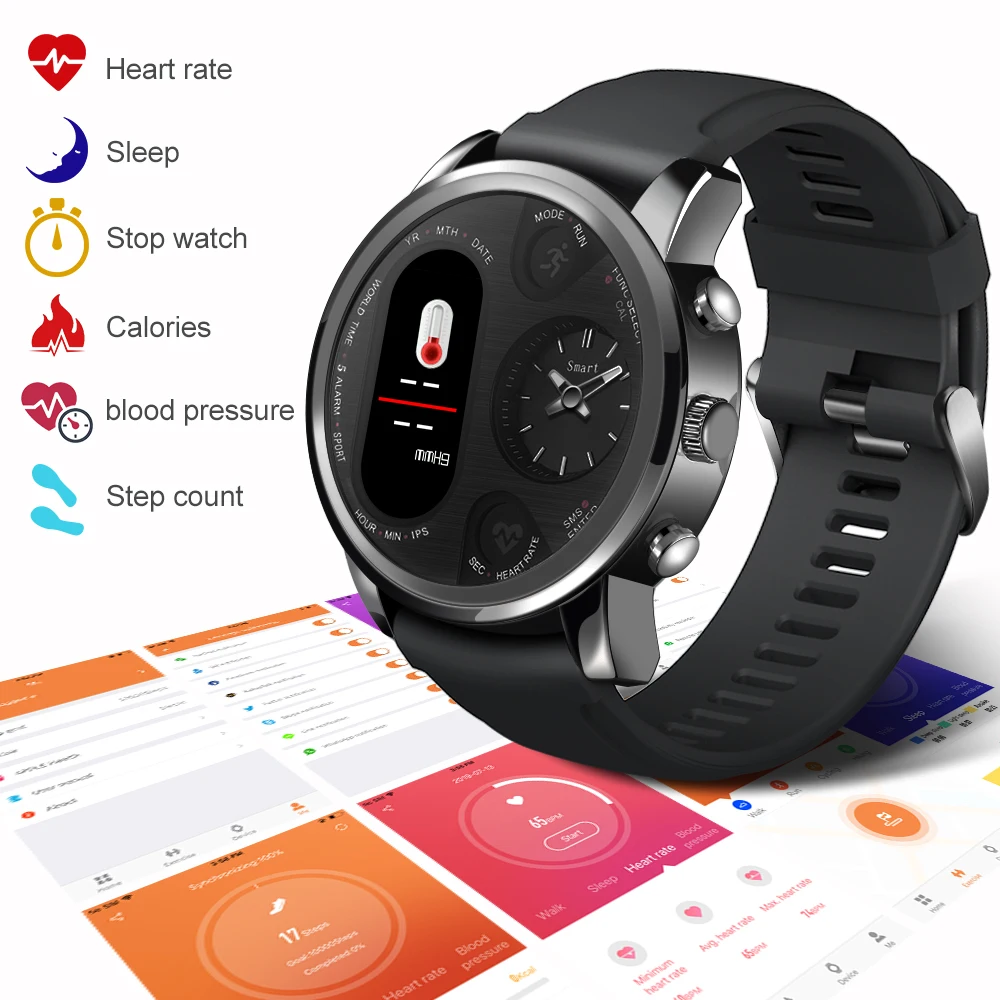 

2020 NewSmart Watch Men T3-PRO Dual Time Waterproof IP67 Heart Rate Bluetooth Activity Tracker Smartwaches Sport for IOS Android