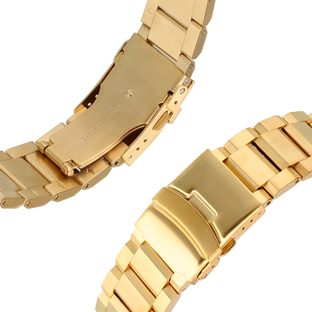 

Stainless Steel 18/20/22/24mm Watch Strap Gold/Rose Gold/Blue Wrist Bracelet Metal Watchband with Folding Clasp with Safety 2020