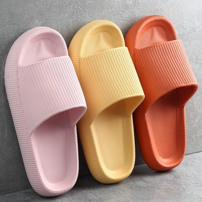 

Thick Platform Bathroom Home Slippers Women Fashion Soft Sole EVA Indoor Slides Woman Sandals 2021 Summer Non-slip Flip Flops