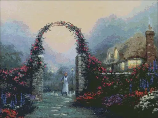 

Oil painting garden Forest Scenery Cross Stitch Kits Needlework 14CT Unprinted Embroidered Top Quality DIY Handmade Decoration
