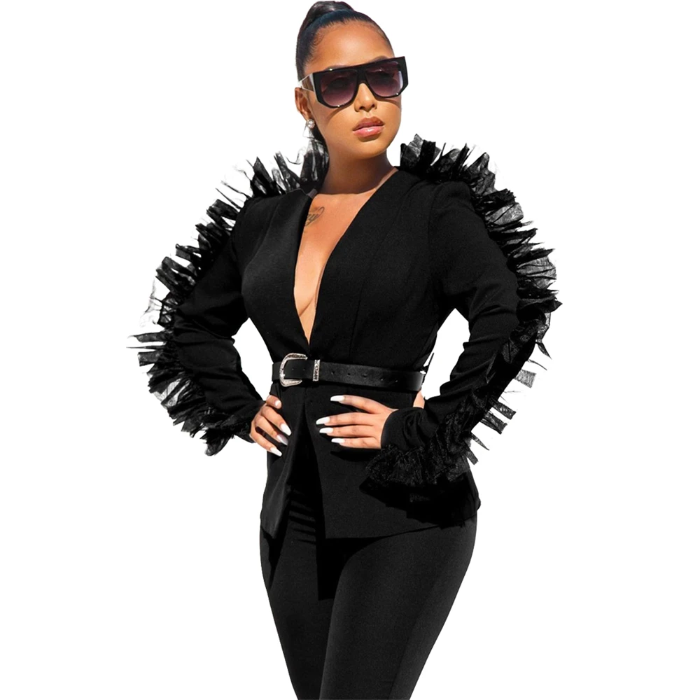 Tsuretobe осенние сетчатые лоскутные женский комплект 2 шт. с длинным рукавом