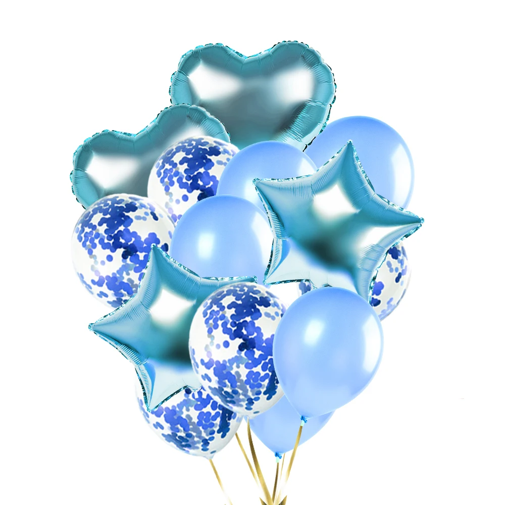 Blue Foil Set Гигантский 36 дюймов Пол раскрыть вечерние шар черный круглый джинсы для маленьких мальчиков или девочек голубого и розового цвета Confetti Poppers нетоксичный порошок Baby Shower JL0049 - Цвет: Blue Foil Set