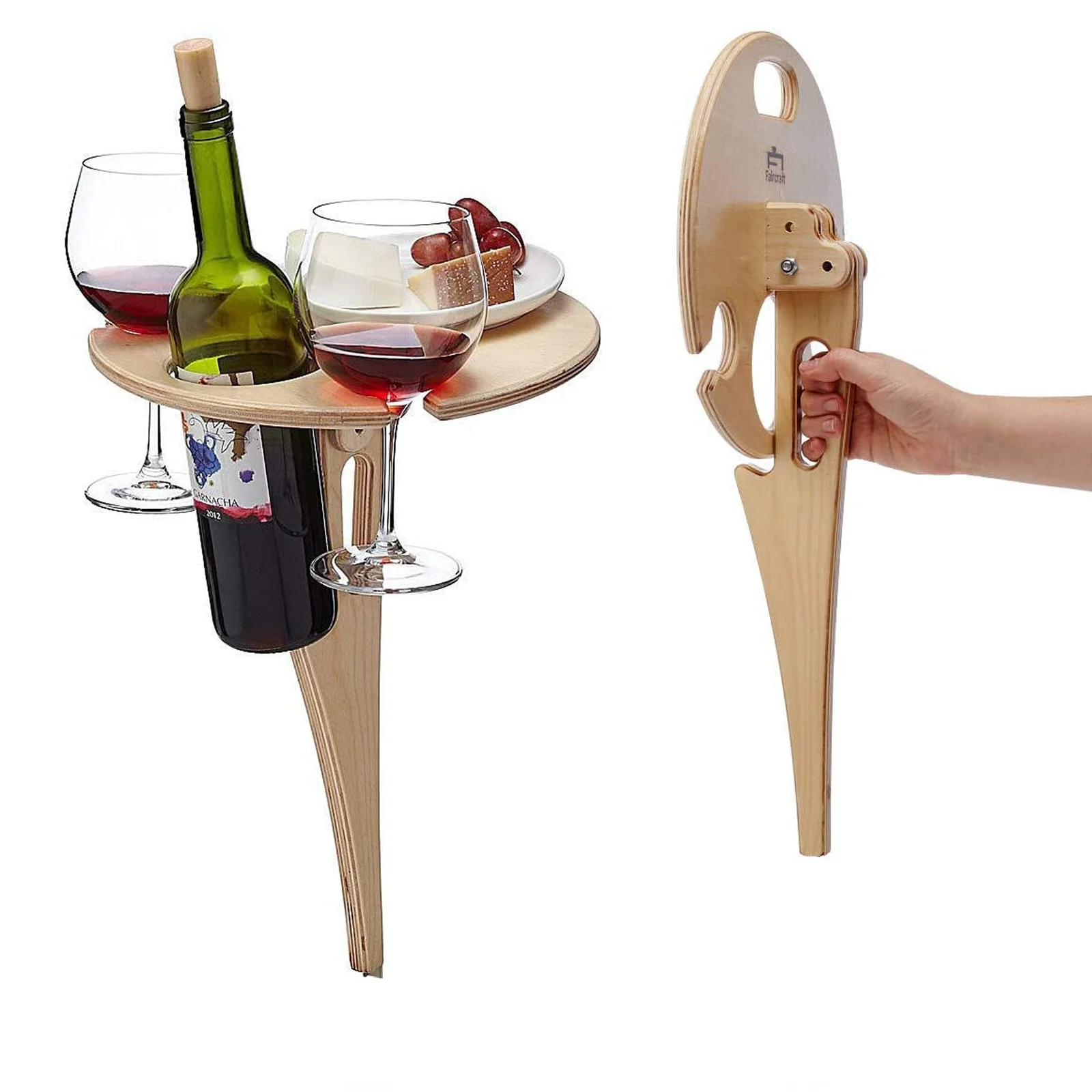 

Outdoor Wine Table Portable Outdoor Picnic Wine Glass Holder for Camping and Dining Removable Wooden Rack Mine Foldable Table