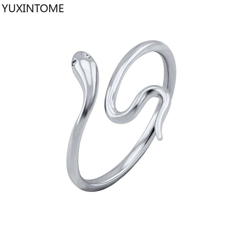 

Plated 24K Gold/925 silver Lovely Snake Adjustable Finger Ring for Women Opening Snake Cocktail Ring Simple Jewelry Girls Gift