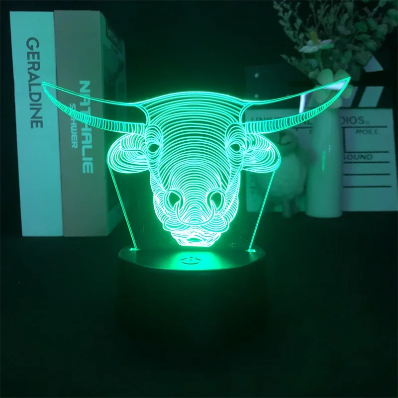 

Tauren Animal Directly Supply 3D NightLight Alarm Clock Base Light Best Selling Present Dropship Color with Remote Children