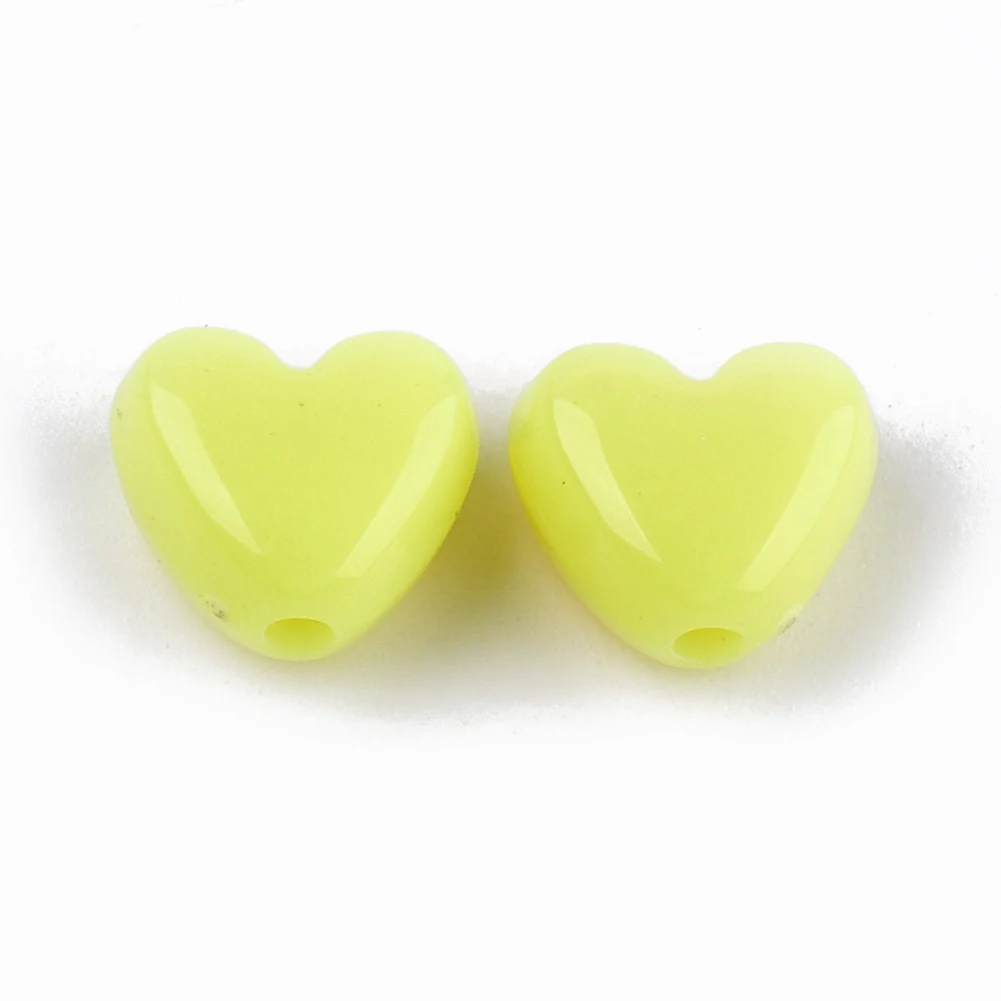 

200pcs 9.5x10.5x6mm Heart Acrylic Beads Mixed Color For DIY Jewelry Making , Hole: 2mm