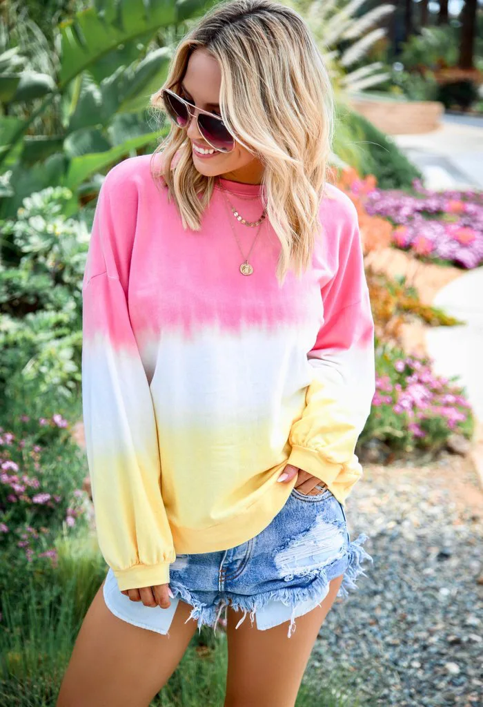 LZEQuella Women Autumn Winter Gradient Color Print Hoodies Sweatshirt Casual O Neck Long Sleeve Pullovers Female Tracksuit Top