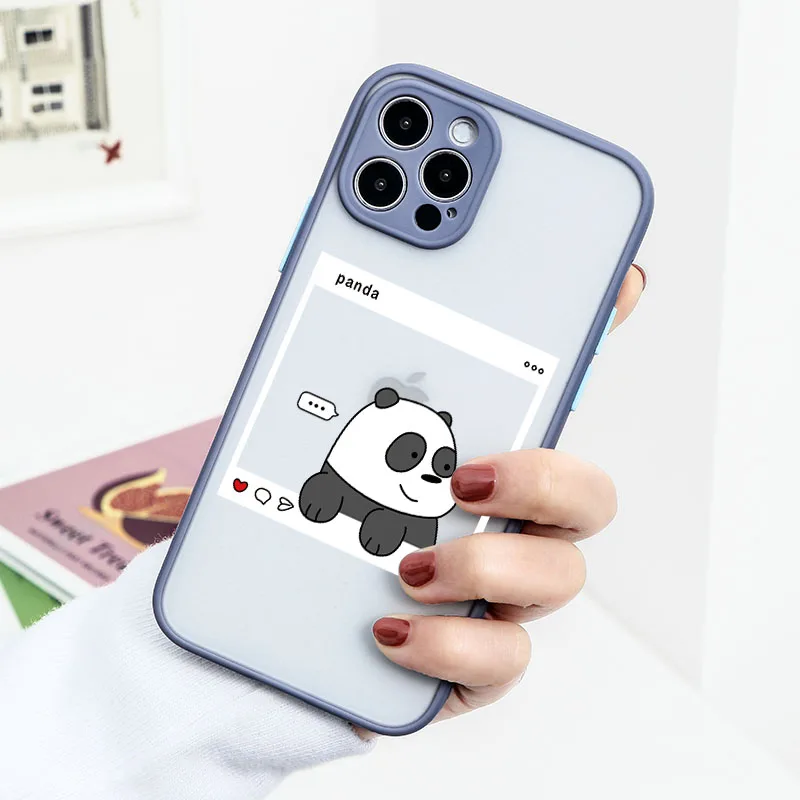 Милые Мультяшные чехлы с маленьким медведем и пандой для iPhone 13 12 11 Pro Max Mini Coque X XR XS 7