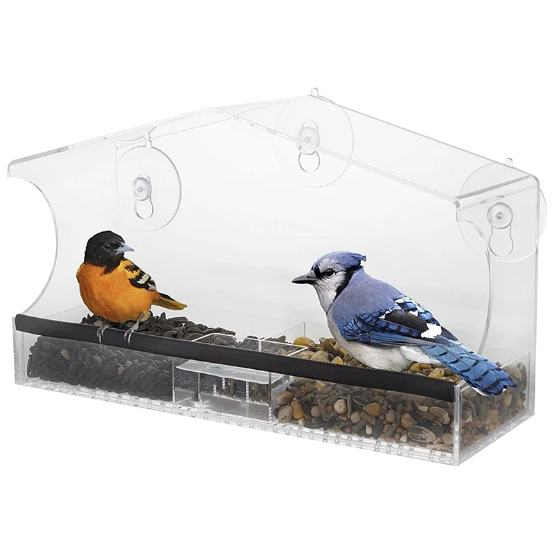 Оконная кормушка для птиц антибелка сверхмощная присоска крюк сливное отверстие