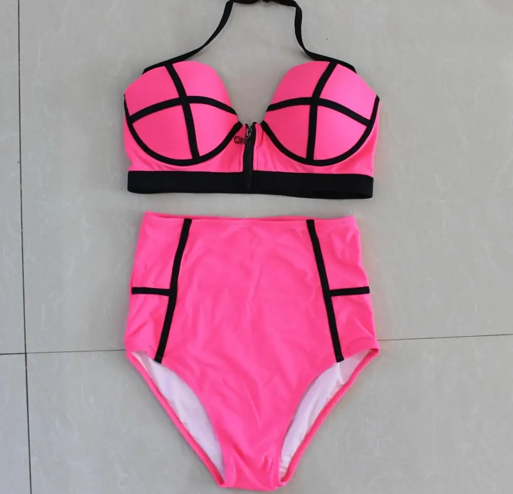2019 New Nightclub Bar Female Singer DJ Fluorescent Sexy High Waist Bikini Suit Women'S Party Costume Swimsuit DL4354 |