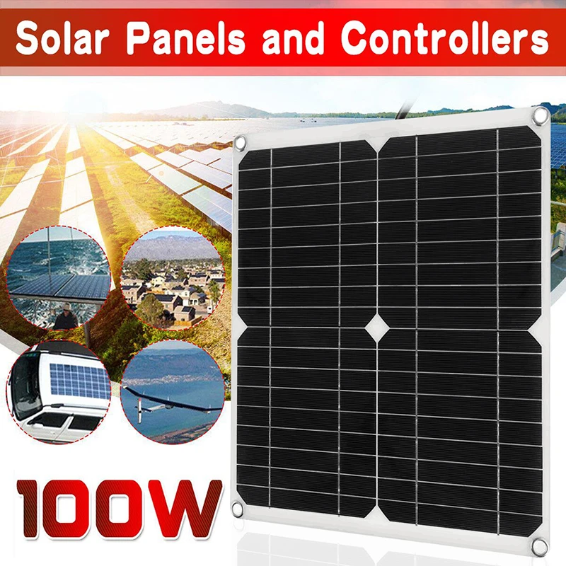 

100W 12V 18V Solar Panel Solar Cells Monocrystalline Silicon Solar Panel Power Bank + 30A Controller Solar Battery Charger Kit