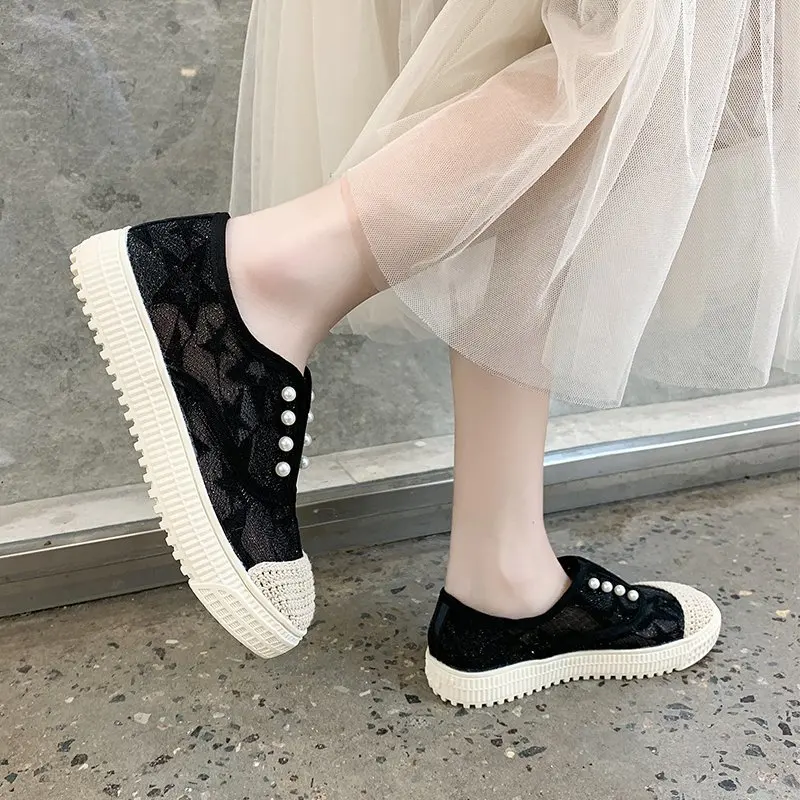 

Shoes Woman Flats Tennis Female Slip-on Shallow Mouth All-Match Casual Sneaker Round Toe Dress Summer Breathable Slip On New Rub