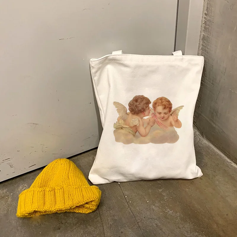 Новая забавная Повседневная Холщовая Сумка в стиле ретро с милым ангелом