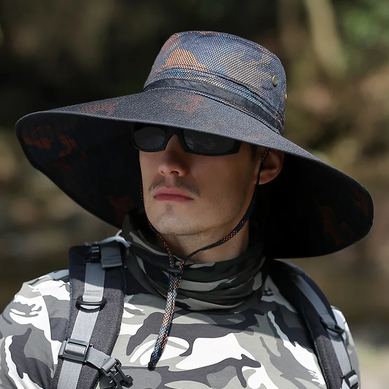 

Summer Men's Outdoor Mountaineering Cycling Fishing Accessories Waterproof Wide Brim Fisherman's Hat Anti-UV Travel Equipment