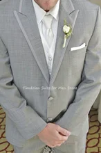 Chaqueta gris claro de 3 piezas con estampado, chaqueta con solapa de pico, trajes de sastre para boda, abrigo + Pantalones + chaleco (4)