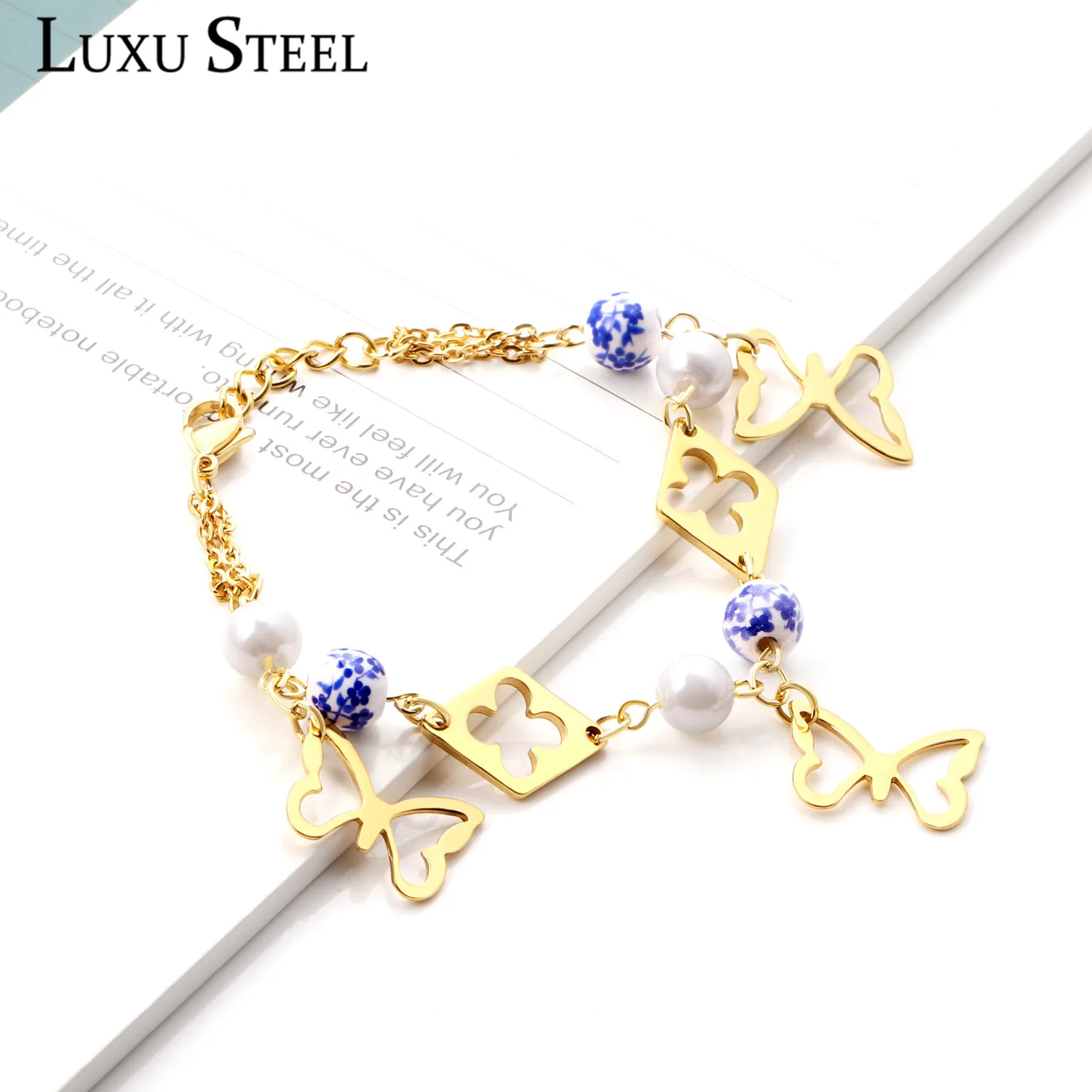 Браслет LUXUSTEEL из кубинской цепи Модный стильный круглый браслет с имитацией