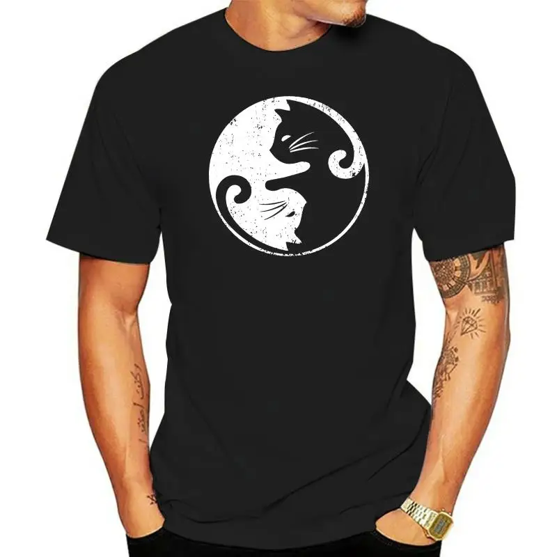 

Кошки Yin & Yang футболка и круг символ знака Забавный влюбленный