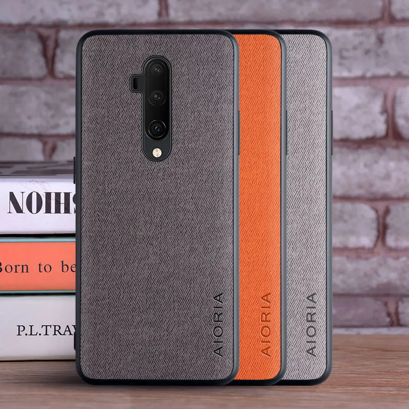 Case for Oneplus 7T Pro coque Luxury textile Leather skin soft TPU hard PC phone cover for oneplus 7t pro case funda capa
