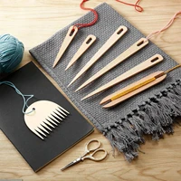 7pcsset wood weaving shuttle crochet needle hand loom stick tapestry knitting diy craft tools wood loom comb braided tools
