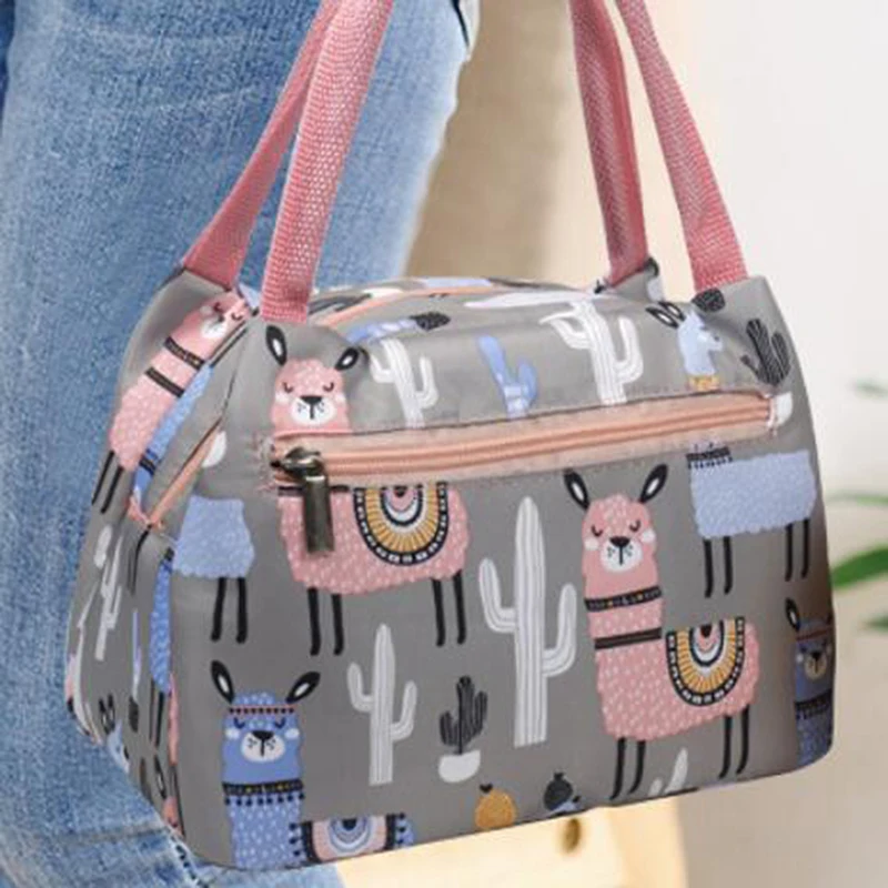 

Alpaca Zipper Portable Insulation Bag Cartoon Waterproof Lunch Bag With Aluminum Foil Insulation Lunch Bag