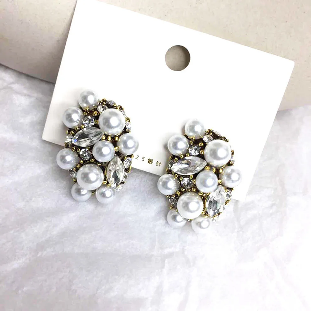 Серьги-гвоздики ручной работы в Корейском стиле женские серьги с искусственным