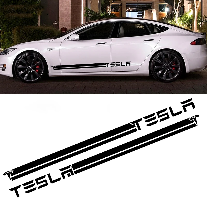 2 шт. автомобильные длинные боковые двери наклейки для Tesla модель 3 S X P100D Авто