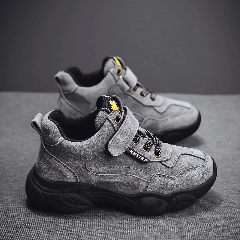 High quality leather outdoor sports boys shoes comfortable Velcro casual shoes