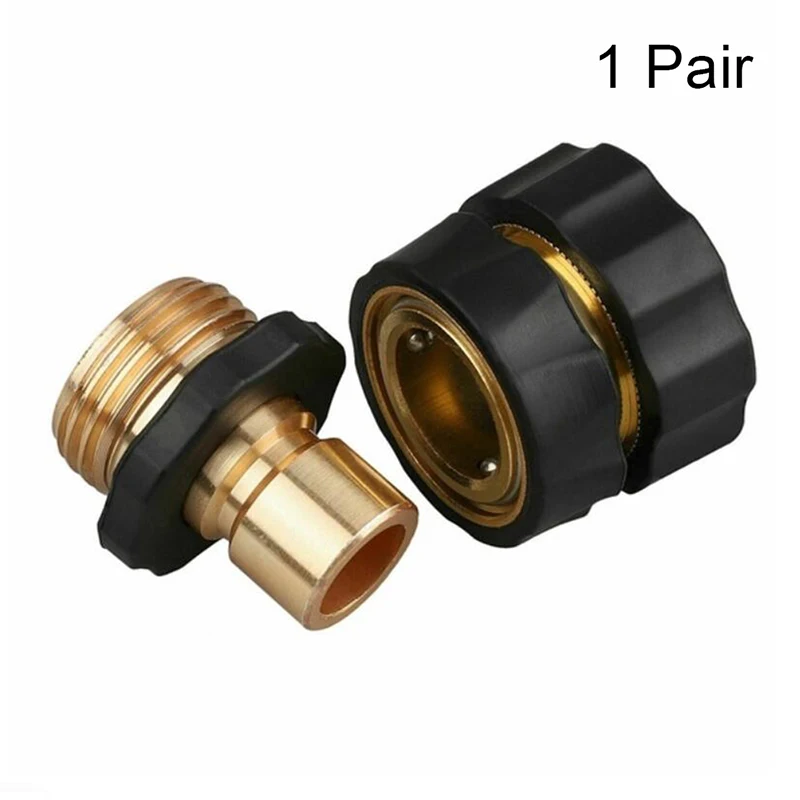 

1pair Universal Garden Hose Quick Connect 3/4" Brass Female Male Water Hose Connector Garden Tools
