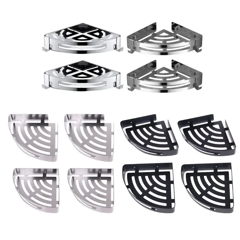 

2pcs/set Stainless Steel Kitchen Wall Shelves Bathroom Corner Shelf Storage Rack