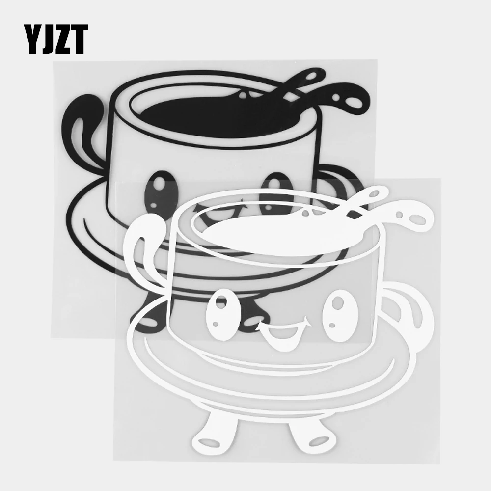 

YJZT 14,2 × 12,1 см Красивая виниловая наклейка с кофейной чашкой забавная креативная Автомобильная декоративная наклейка черный/Серебряный ...