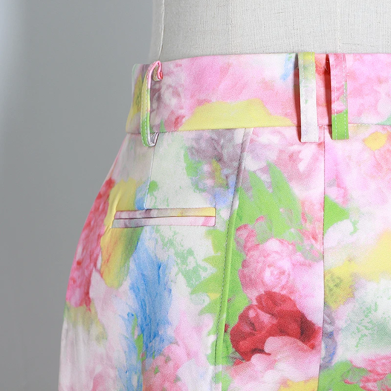 

GALCAUR Print Hit Color Short Pants Women High Waist Large Size Casual Straight Shorts For Female Summer 2020 Fashion Clothes