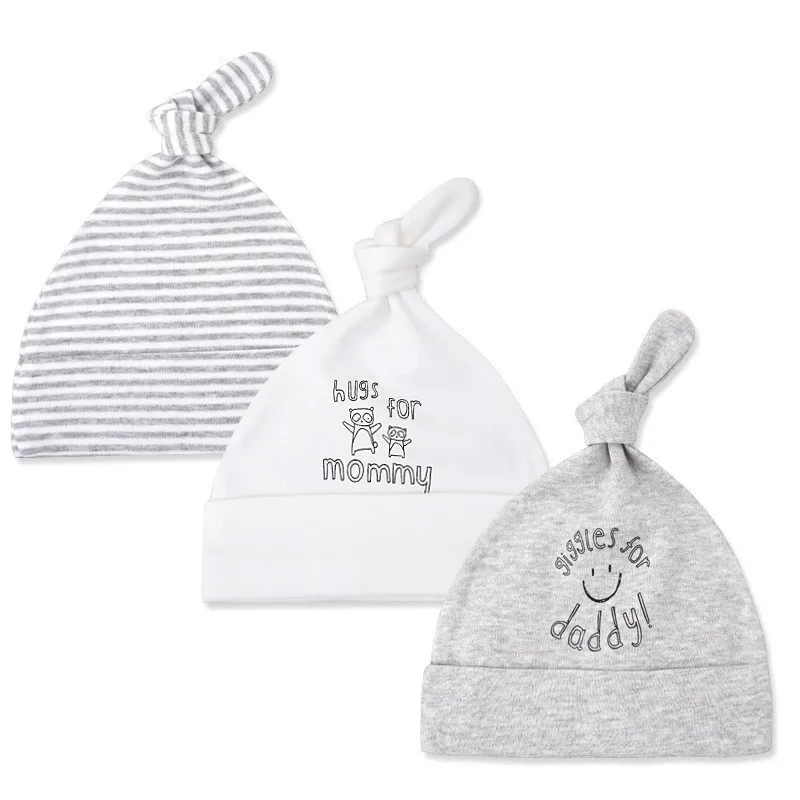 

Autumn Winter Newborn Cotton Knot Hat Cartoon Printing Infant Cap Photography Props Baby Hats Accessories