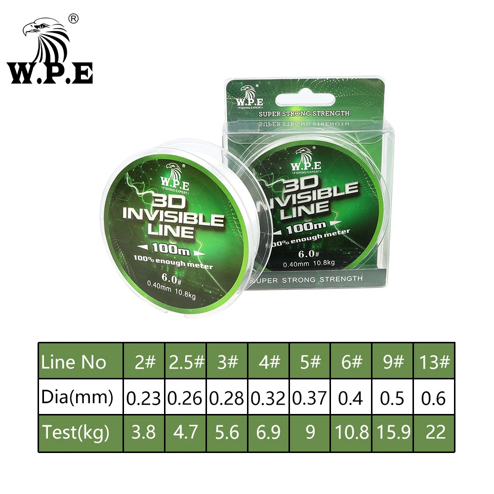 Брендовая нейлоновая леска W.P.E 100 м/150 м/300 м/500 м 0 23 мм-0 60 мм прочная