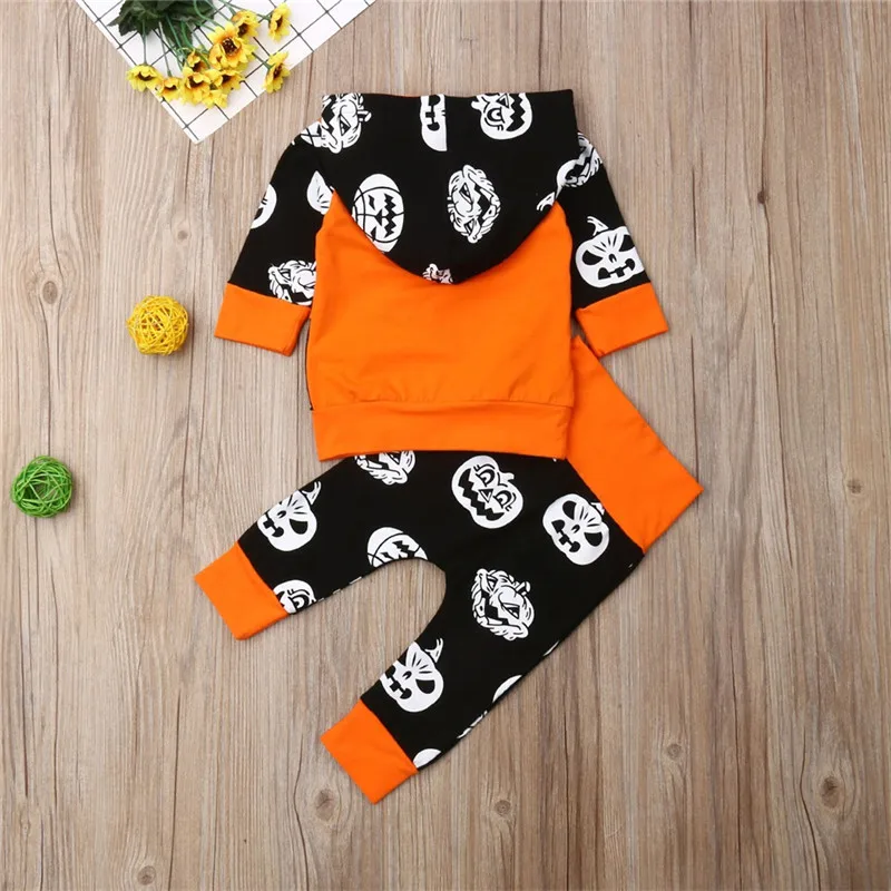 

2019 Baby Autumn Winter Clothing Halloween Newborn Infant Kids Boy Girl Clothes Sets Cartoon Hooded T-shirt Tops + Pants Outfits