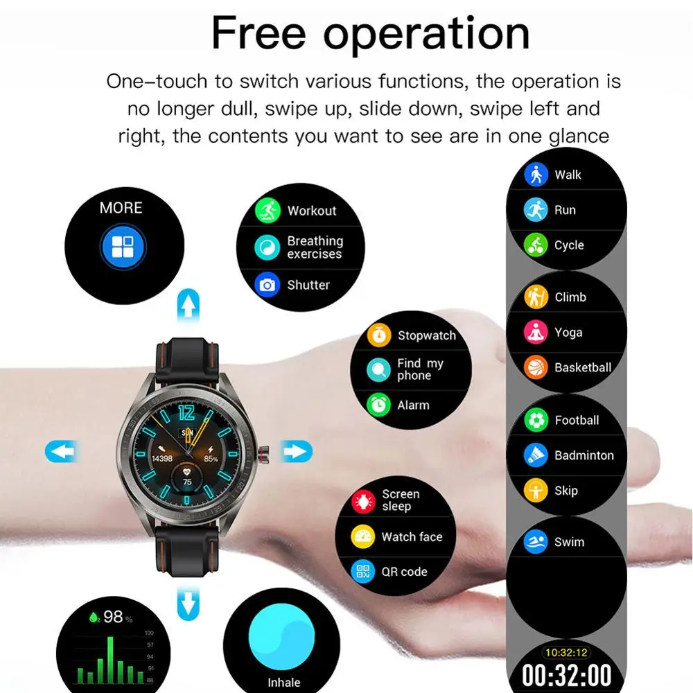 Смарт часы CYBORIS IP68 Водонепроницаемый BT 4 2 IPS сенсорный экран 1 28 дюймов Bluetooth