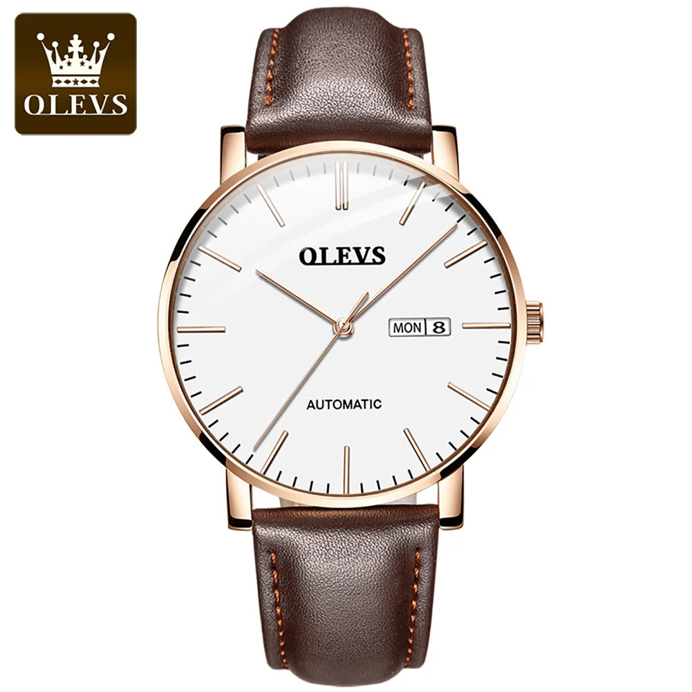 

OLEVS Top Brand Men's Classic Mechanical Waterproof Watch Leather Strap Business Popular Casual Men's Watch Reloj de hombre 5882