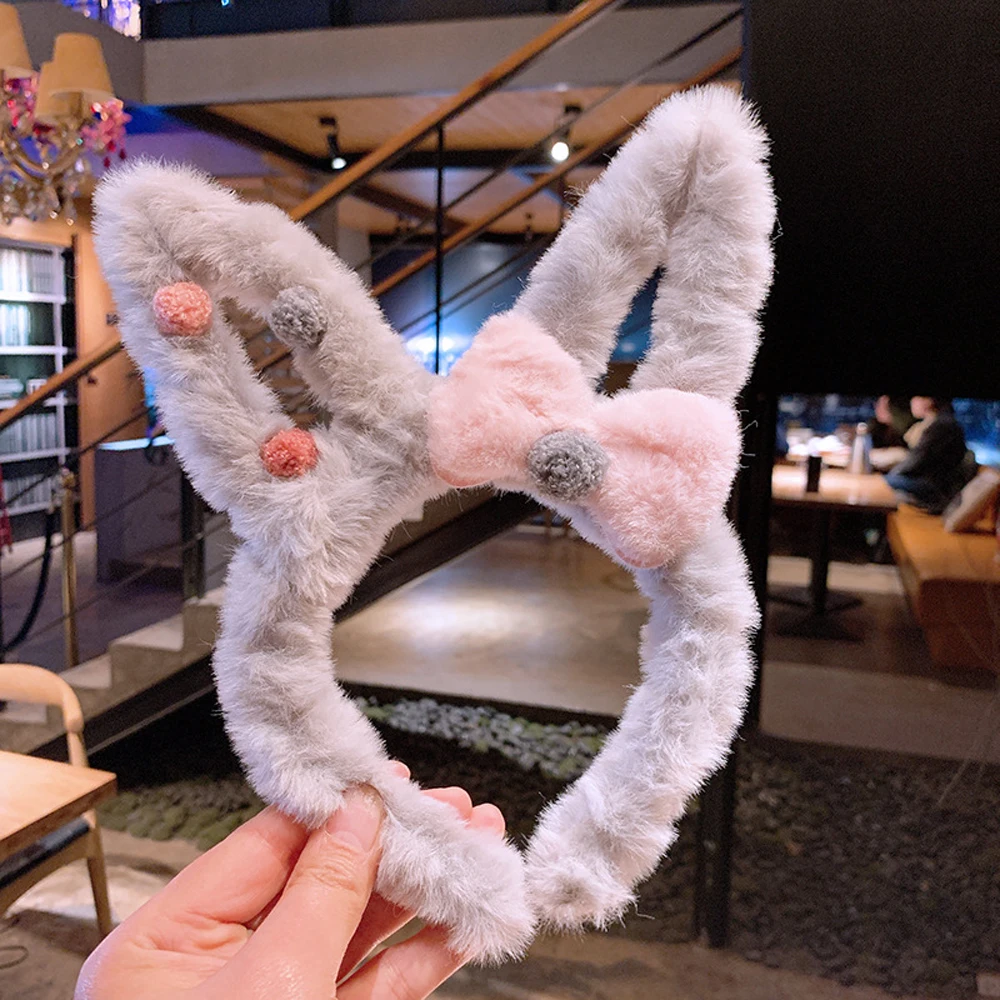 

Fashion New 4 Colors Cartoon Plush Material Sweet And Cute Rabbit Ear Headband Simple Hair Accessories Wash Face Hair Hoop